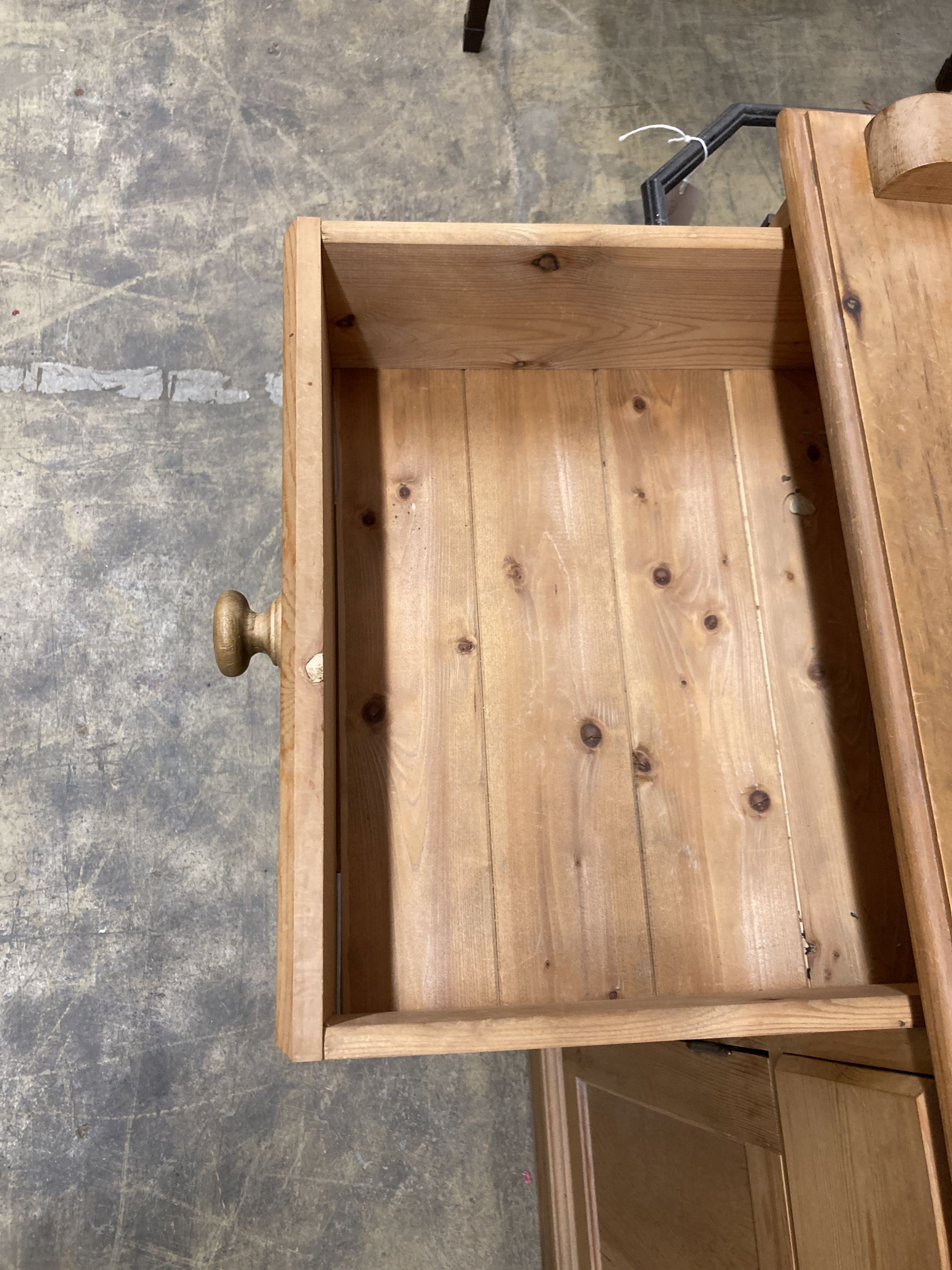 A Victorian style pine dresser, length 137cm, depth 45cm, height 200cm